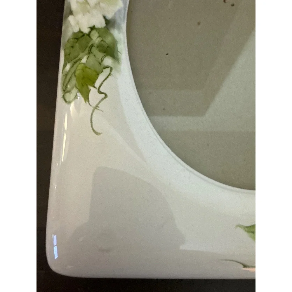 Vintage 1992 Terragrafics Ceramic Floral Picture Frame Hand Painted Roses 7x9